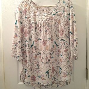Lauren Conrad Floral Mid Sleeve Blouse NWT